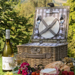 2 Person Grey Check Filled Wicker Picnic Hamper - Keep Things Personal
