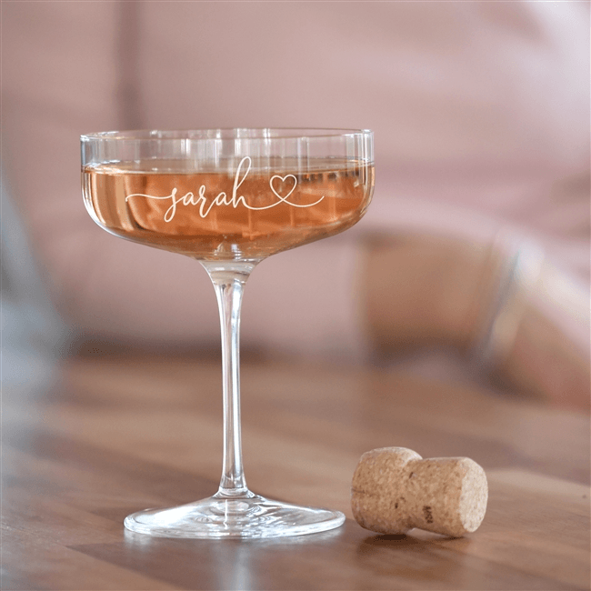 Engraved  Champagne Coupe Glass |  Keep Things Personal