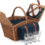 Personalised Luxury 4 Person Picnic Hamper - Blue Tweed - Keep Things Personal