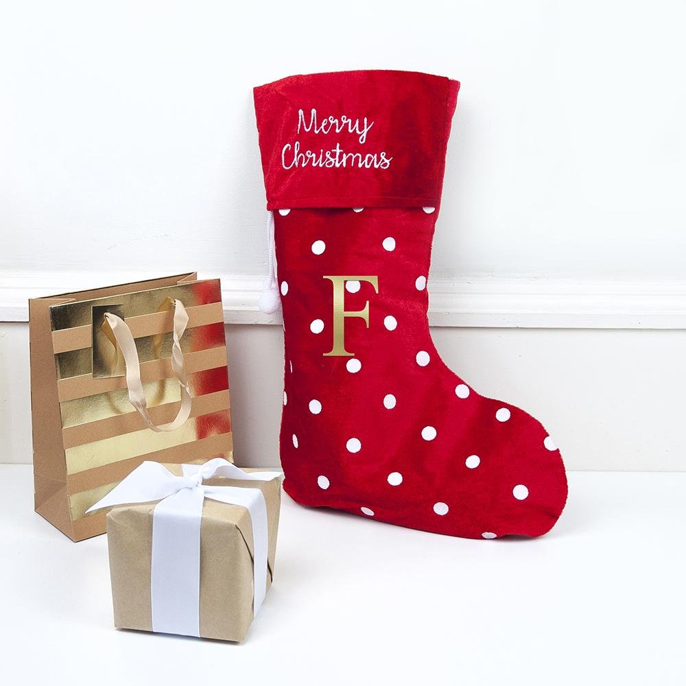 Personalised red and gold Christmas stocking - Keep Things Personal