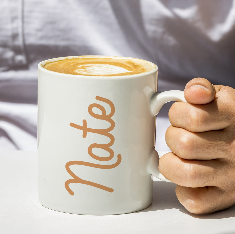 White Script Name Mug - Keep Things Personal