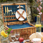 Wicker Picnic Basket with Blue Check Tweed Lining - Keep Things Personal