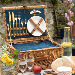 
                  
                    Wicker Picnic Basket with Blue Check Tweed Lining - Keep Things Personal
                  
                