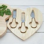 Wooden Carved Heart Cheese Board Set with Knives | Keep Things Personal